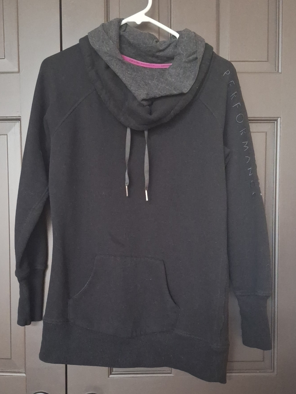 Calvin Klein Black Pullover Hoodie with Gray Cowl